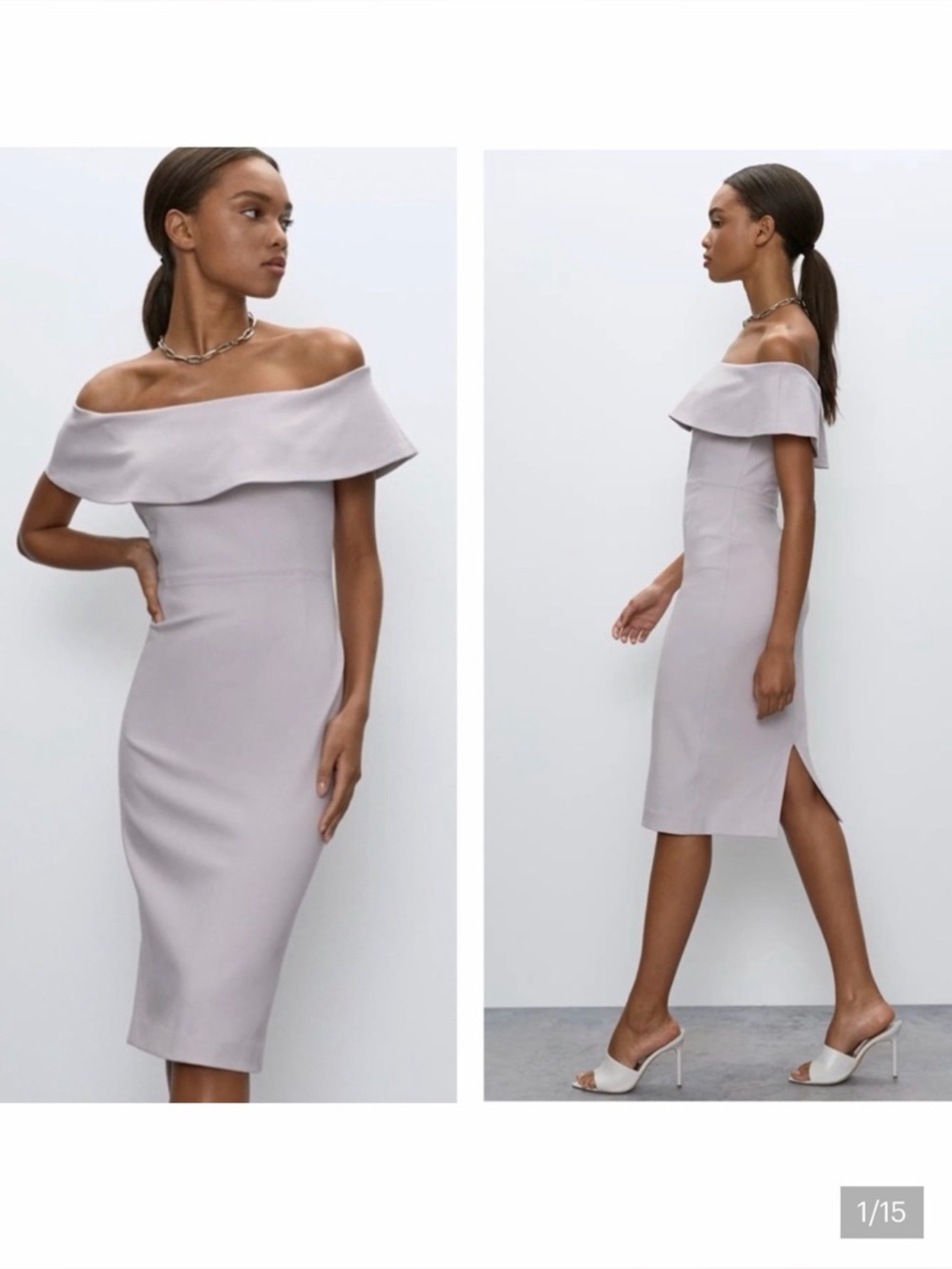 Aritzia Babaton Ruslan Off The Shoulder Sheath Dress Gray Stretch Ponte